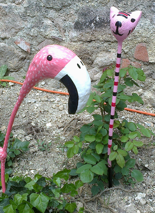 Flamingo + Katze